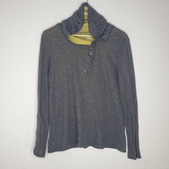 Horny Toad Tops - Horny Toad Gray Hooded Long Sleeve Henley Shirt